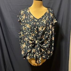 Zac & Rachel sleeveless floral top 2X